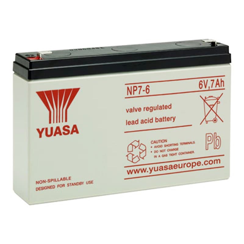Batterie Yuasa NP7-6 PB 6 Volts 7Ah Faston 4.8mm