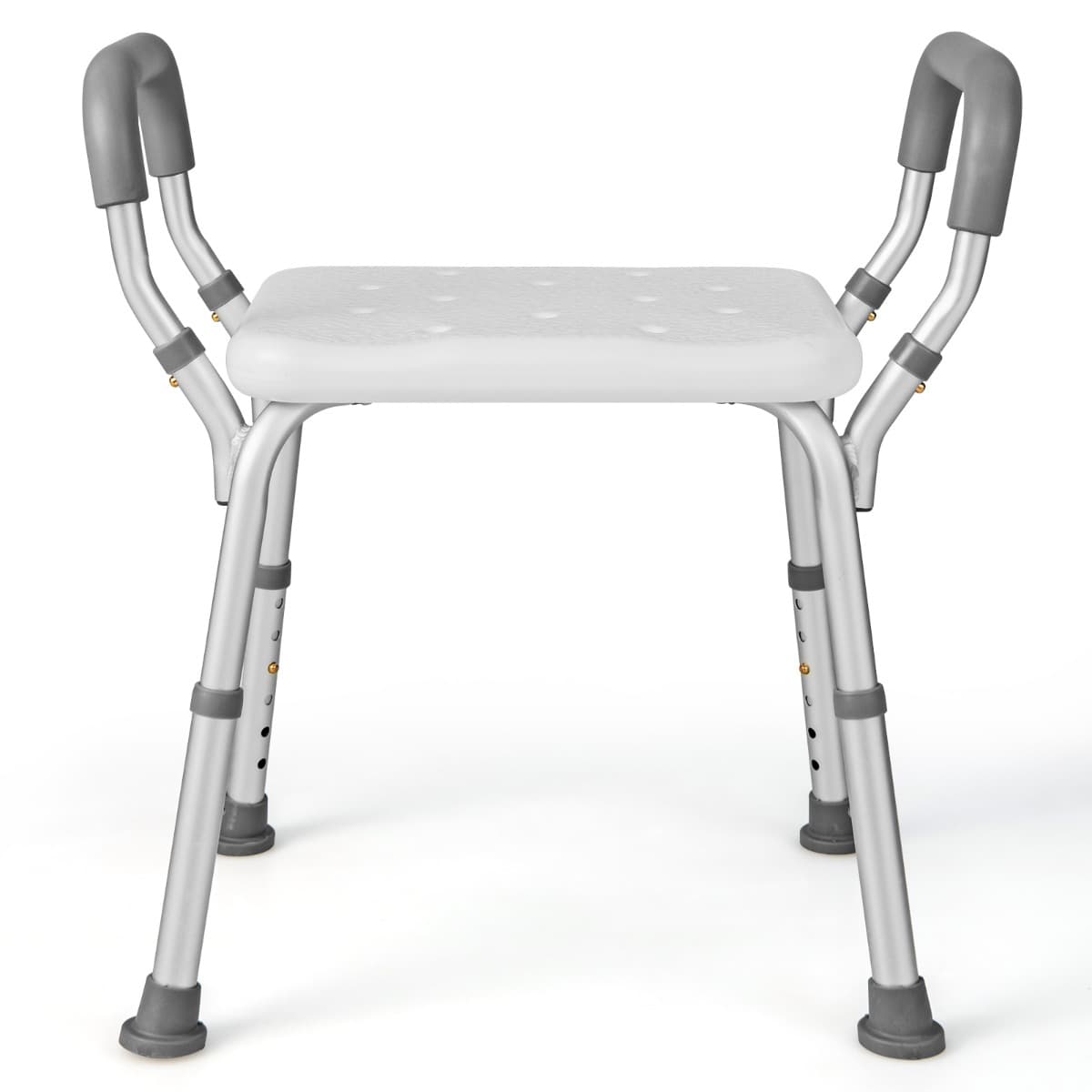 Tabouret de Douche Siège de Douche Hauteur Réglable 36-49 cm Accoudoirs Ergonomique Amovibles Pieds