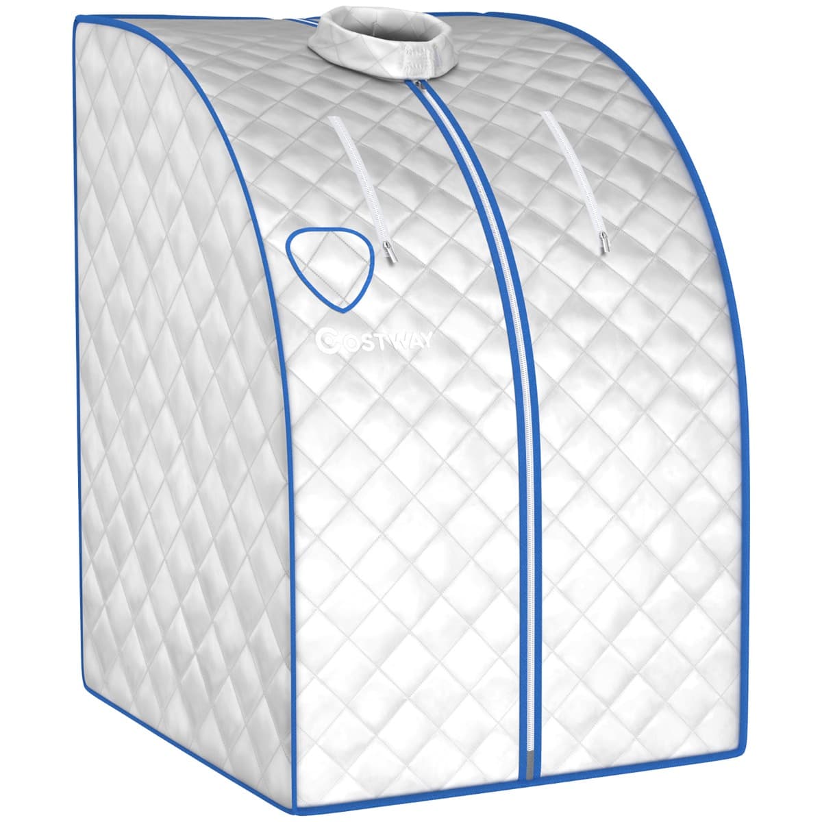 CostwayCabine de Sauna Portable Pliable 3L avec Télécommande 9 Options de Minuterie Fonction de Vaporisation Puissance 1000 W Argent