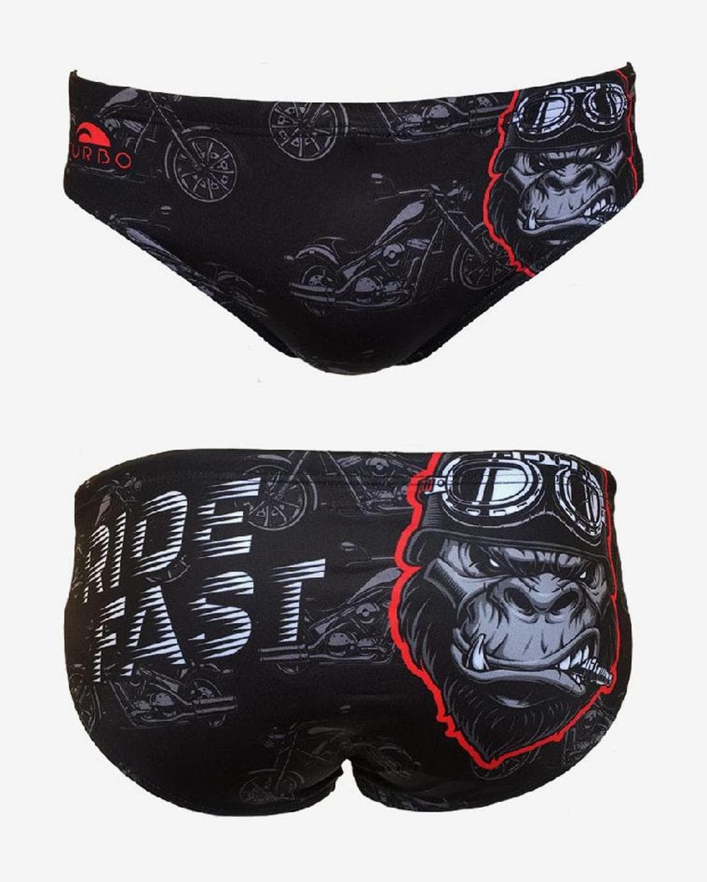 Maillot de bain de waterpolo Turbo Gorilla noir rouge gris - XXL