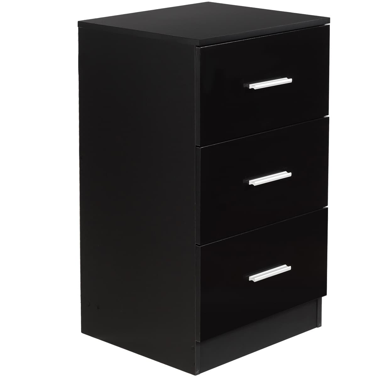 CostwayTable de Chevet Meuble de Rangement avec 3 Tiroirs Caisson de Bureau Noir